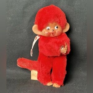 Vintage Monchichi RED Cat Monkey Monchhichi Nyamy Washino Doll Atlanta Gerber